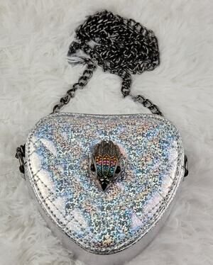Heart Designer Mini Purse Sliver Metallic Crossbody 24 Chain Zip Small Bag Eagle